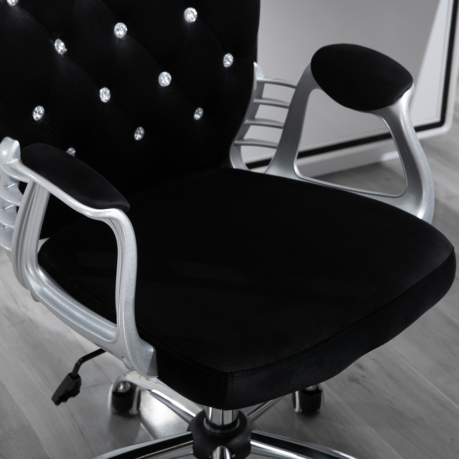 Diamante Tufted Velour Office Chair Padded Ergonomic 360° Swivel Base 5